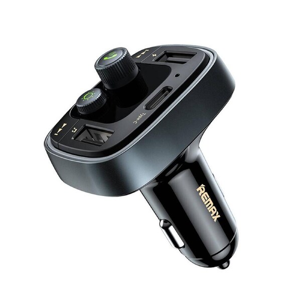 Remax Car Charger Dual USB +Type-C 4.8A Fast Charging Wireless 5.0 FM Transmitter MP3 Rainbow LED RCC230