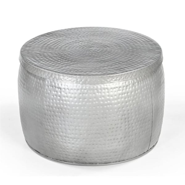 Titan Open-Top Hand Forged Hammered Metal Round Coffee Table