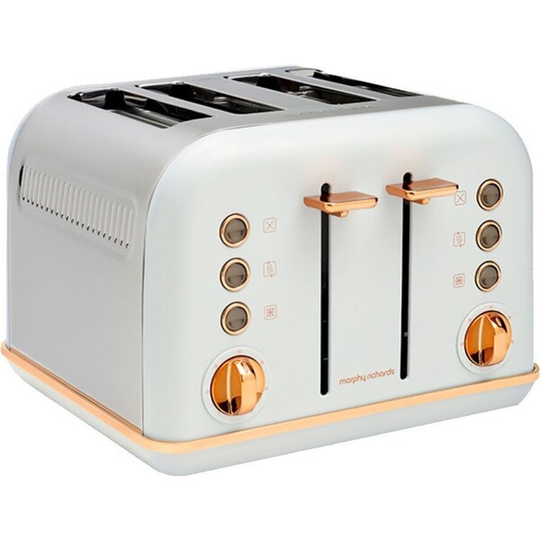 Morphy Richards 1880W Accents Rose Gold 4 Slice Bread Toaster Ocean Grey