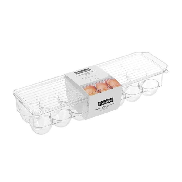 1PK Clear 14 Slots Egg Container with Lid Reusable Eggs Holder Storage Tray