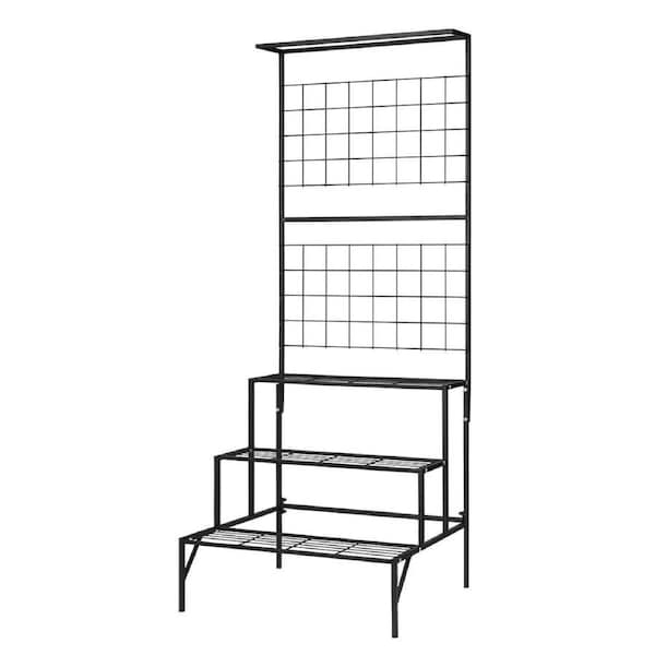 3-Tier Hanging Plant Stand Rack Metal Flower Pot Display Shelf Garden Planter Black