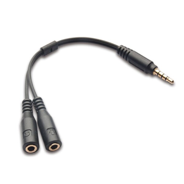 3.5mm AUX Audio Mic Splitter Adapter - Male to 2 Female Headphone & Microphone Jack Y Cable