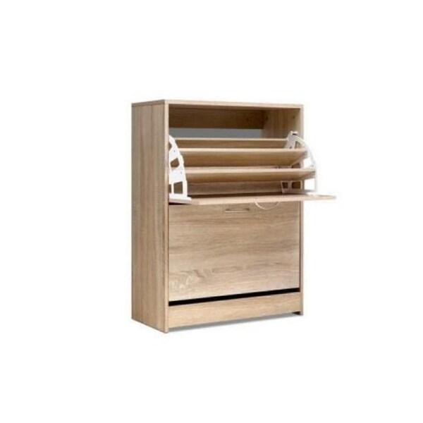 Shoe Cabinet Shoes Storage Rack 24 Pairs Organiser Shelf Cupboard Oak