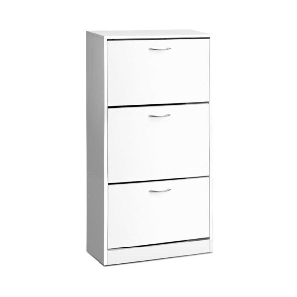 3 Tier Shoe Cabinet - White