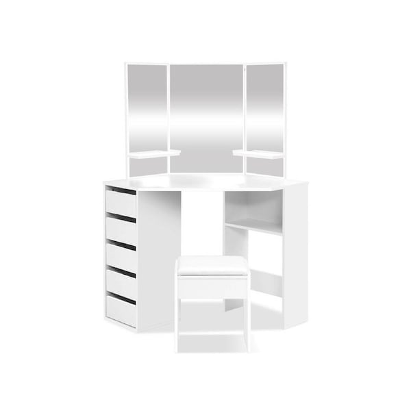 Corner Dressing Table With Mirror Stool White Mirrors Makeup Tables Chair