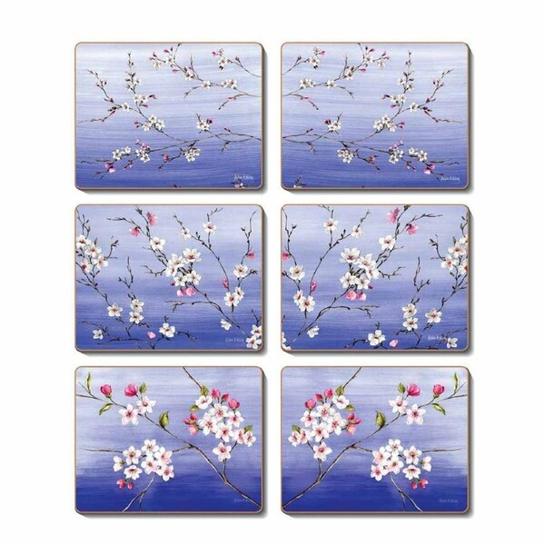 Cinnamon Blossoms Cork Backed Coasters Set 6