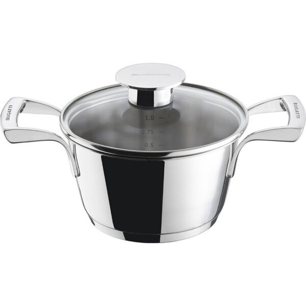 Bugatti Italy 1L/16cm Stainless Steel Casserole With Glass Lid