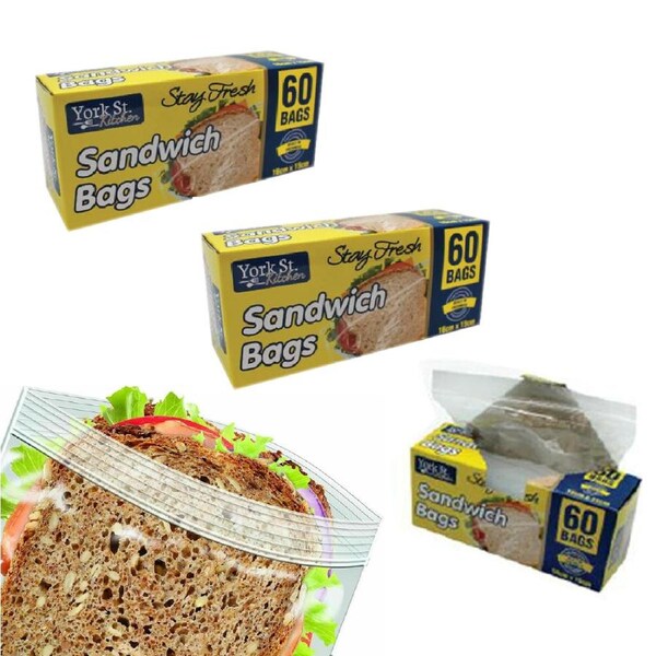 3PACKS Ziplock Sandwish Bags Fridge & Freezer SafeYork St. Kitchen