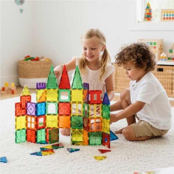 BoPeep 120Pcs Magnetic Tile Set Kids Building Construction Toys