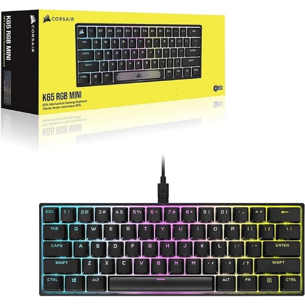 Corsair K65 RGB Mini 60% Mechanical Gaming Keyboard, RGB, CHERRY MX SPEED Black [CH-9194014-NA]