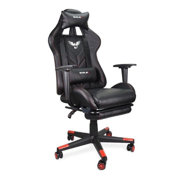 EagleX Gaming Race Chair - BLACK - Racing Office Computer PU Leather Footrest