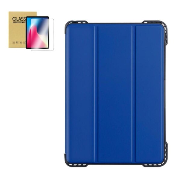 StylePro combo iPad 7th, 8th, 9th, 10.2” smart folio shockproof case + screen protector, blue.