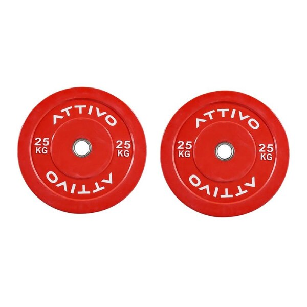 2" Olympic Bumper Plate Weight Plates with Steel Hub in Pairs High-Bounce Olympic Weight Plates 25KG Pair