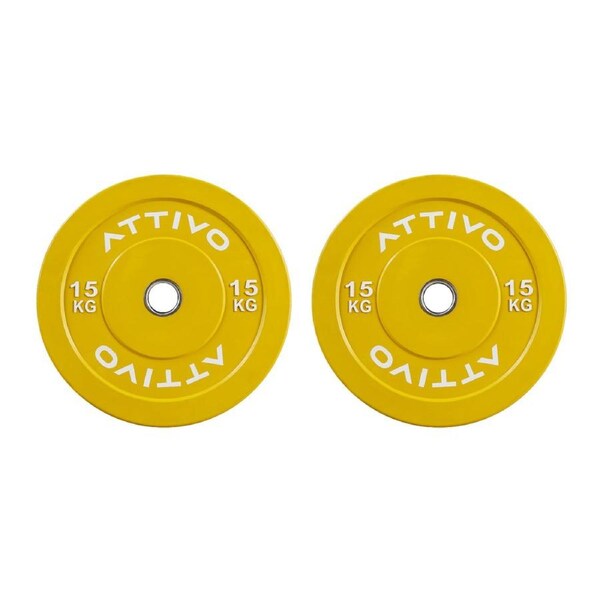 2" Olympic Bumper Plate Weight Plates with Steel Hub in Pairs High-Bounce Olympic Weight Plates 15KG Pair