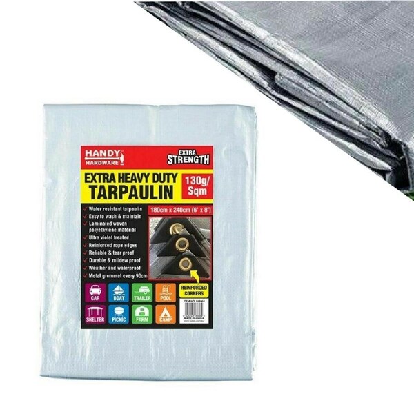 Extra Heavy Duty Tarp Hardware Tarpaulin180cm x 240cm (6' x 8') Extra Durable
