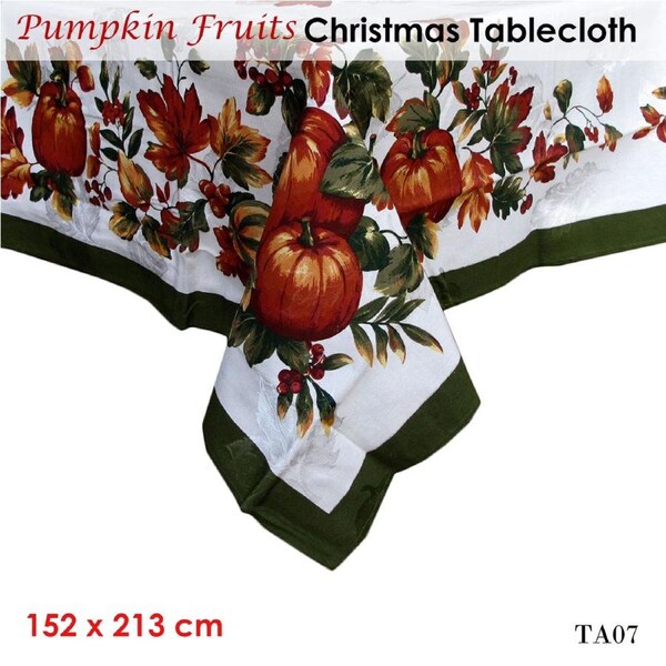 Pumpkin Fruits Christmas Jacquard Tablecloth 152 x 213 cm