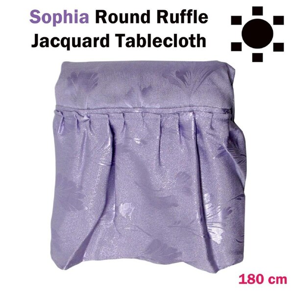 Sofia Lilac Floral Round Stain Resistant Jacquard Tablecloth 180cm Diameter 4-6 Seaters