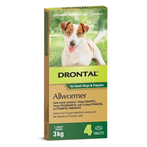 Drontal All Wormer Tablets for Puppies & Small Dogs up to 3kgs - 4 pack (Bayer)