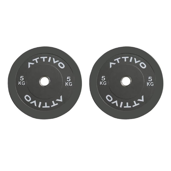 2" Olympic Bumper Plate Weight Plates with Steel Hub in Pairs High-Bounce Olympic Weight Plates 5KG Pair