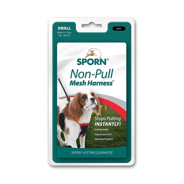 Sporn Small Black Stop Pulling Mesh Dog Harness for Walking