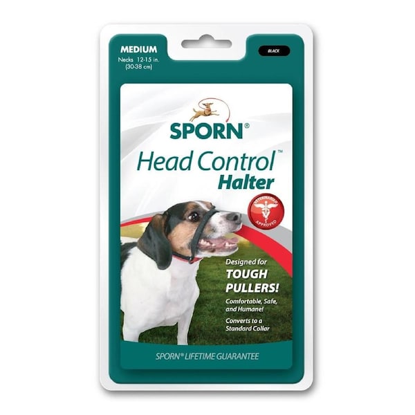 Sporn Medium 30-38cm Black Head Halter for Dogs