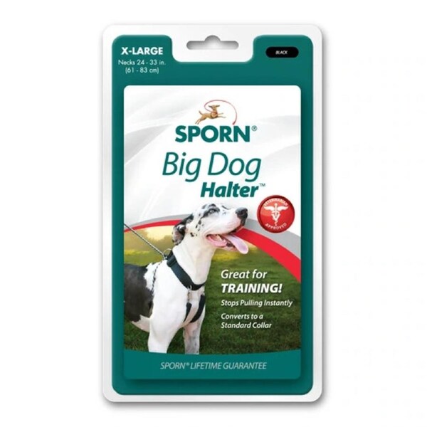 Sporn X-Large Black Big Dog Halter Harness for Necks 61cm to 83cm