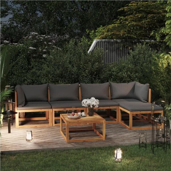 6 Piece Garden Lounge Set with Cushion Solid Acacia Wood vidaXL