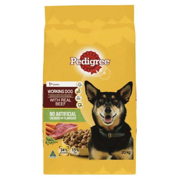 Pedigree Adult 1+ Meaty Bites Working Dog Dry Dog Food w/ Real Beef 20kg