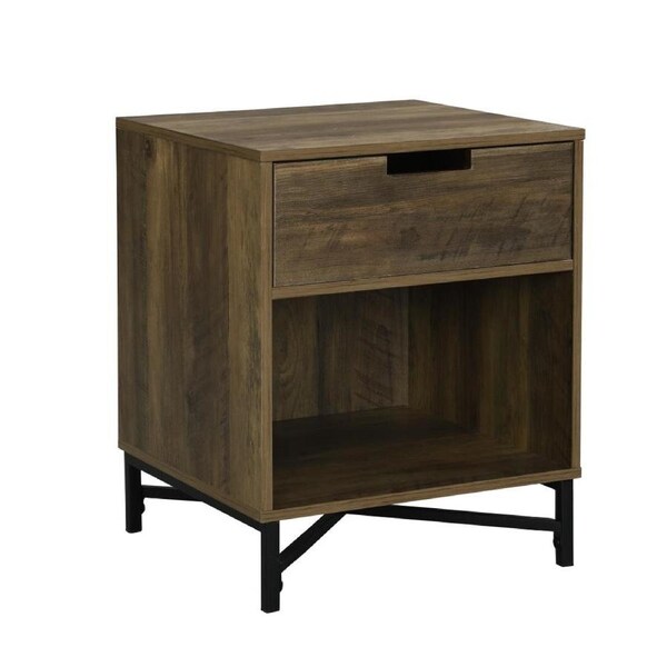 Austin Bedside Table 1 Drawer Industrial Side Table Nightstand Black
