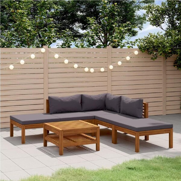6 Piece Garden Lounge Set with Cushion Solid Acacia Wood vidaXL