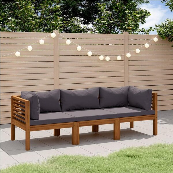 3-Seater Garden Sofa with Cushion Solid Acacia Wood vidaXL
