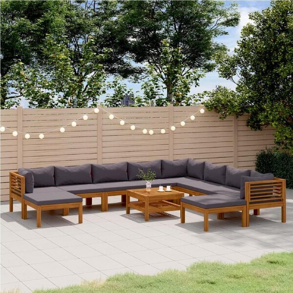 11 Piece Garden Lounge Set with Cushion Solid Acacia Wood vidaXL