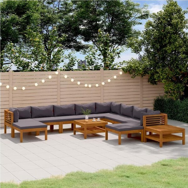12 Piece Garden Lounge Set with Cushion Solid Acacia Wood vidaXL
