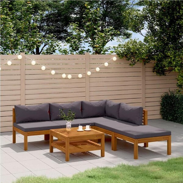 6 Piece Garden Lounge Set with Cushion Solid Acacia Wood vidaXL