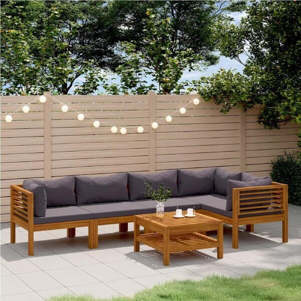 6 Piece Garden Lounge Set with Cushion Solid Acacia Wood vidaXL