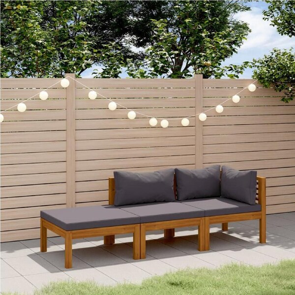 3 Piece Garden Lounge Set with Cushion Solid Acacia Wood vidaXL