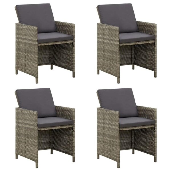Garden Chairs with Cushions 4 pcs Poly Rattan Grey vidaXL
