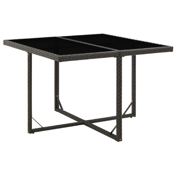 Garden Table Black 109x107x74 cm Poly Rattan and Glass vidaXL