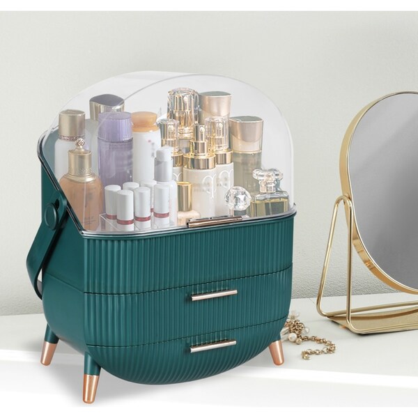 Ilus Makeup Storage Case Cosmetic Organiser Drawer Jewellery Stand Holder Green