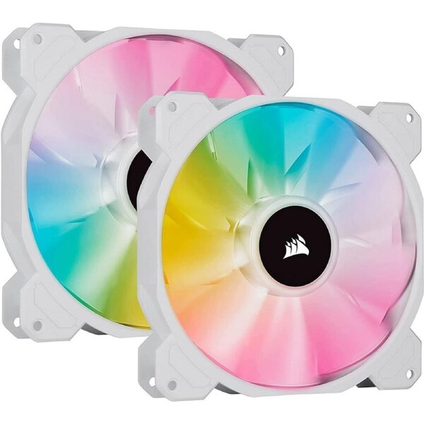 Corsair White SP140 RGB ELITE 140mm PWM Fan Dual Fan Kit with Lighting Node CORE [CO-9050139-WW]