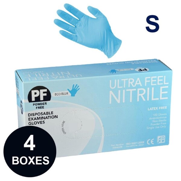 400pcs Ultra Fresh Blue Nitrile Exam Gloves Latex Free, Powder Free, Healthcare, Medical, Aged care, Beauty, Food - Small Size