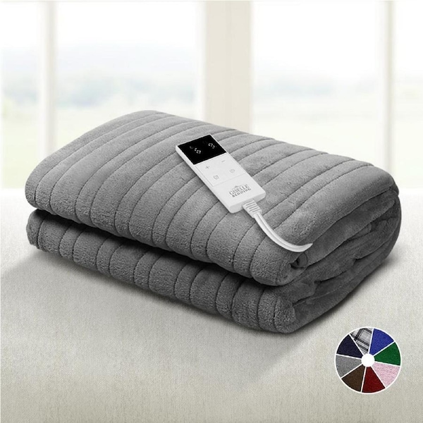 Giselle Bedding Electric Throw Rug Heated Blanket Washable Burgundy