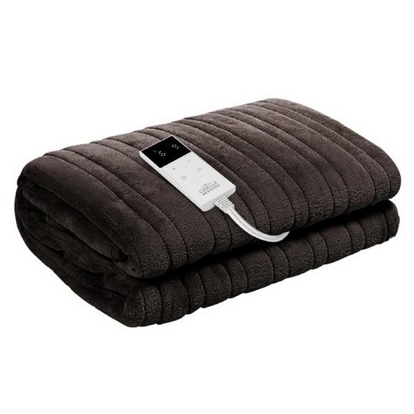 Giselle Bedding Electric Throw Rug Heated Blanket Washable Brown