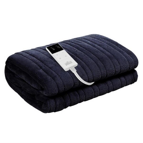 Giselle Bedding Electric Throw Rug Heated Blanket Washable Charcoal