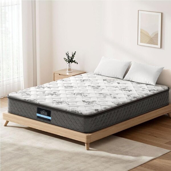 24CM Giselle Mattress Pillow Top Foam Bed Bonnell Spring Queen