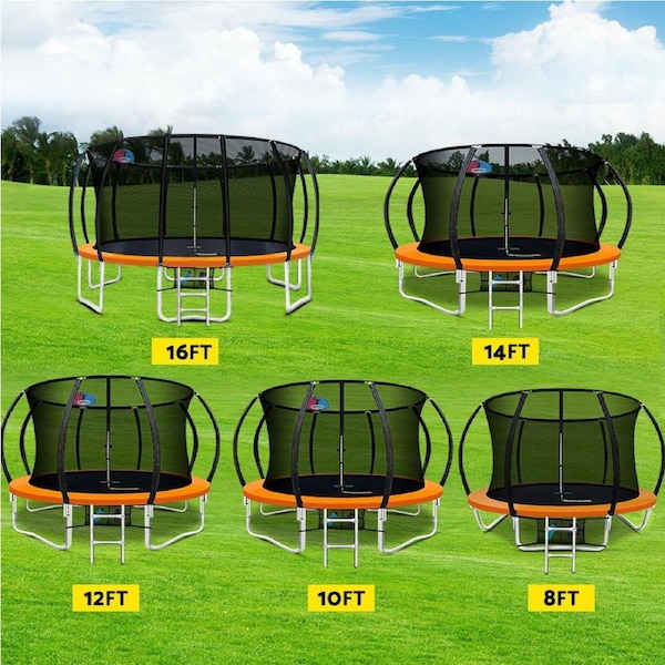 Everfit Trampoline 10FT Kids Trampolines Basketball Hoop Set Cover Orange Gift 12 Ft