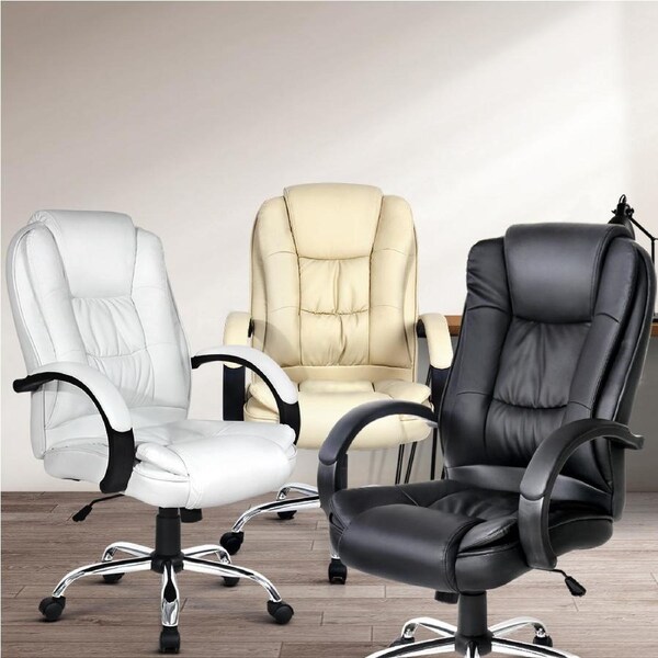 1 Artiss Executive Office Chair Computer Desk Chairs Seat Beige