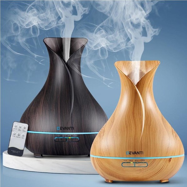 Devanti Aroma Diffuser Oil Diffuser Air Humidifier 400ml Dark wood