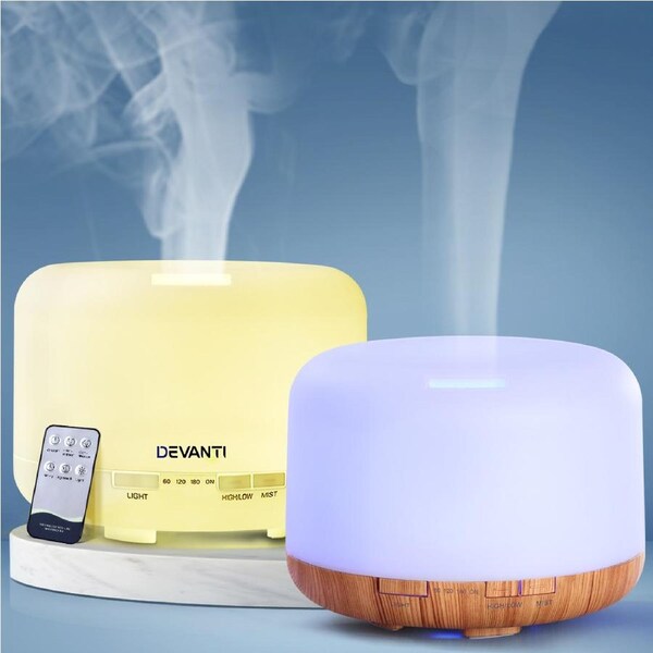 Devanti 500ml Ultrasonic Aroma Diffuser Light wood