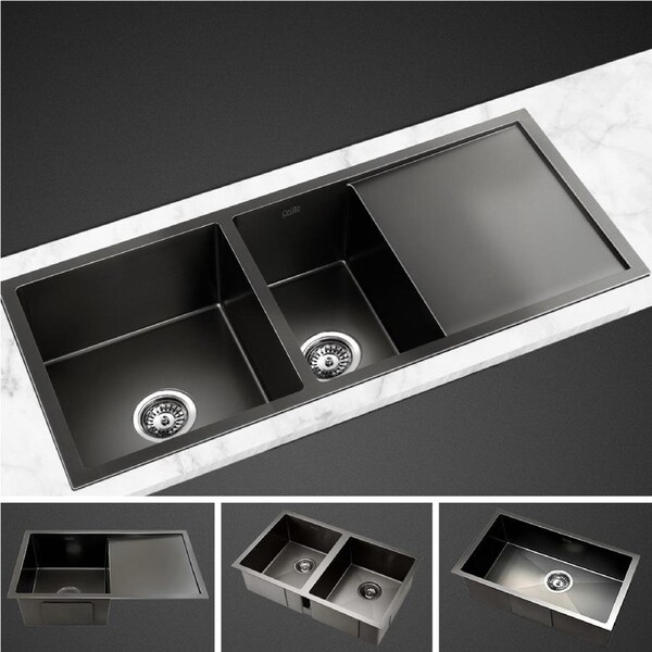 7 Size Cefito Stainless Steel Sink Kitchen Black Handmade 600mm x 450mm